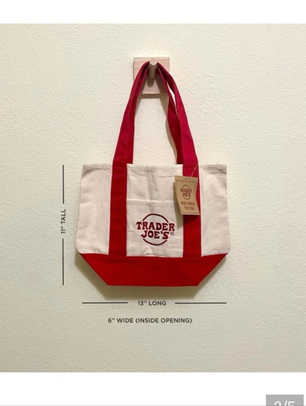 Trader Joe's White and Yellow Canvas Mini Tote Bag - Picture 4 of 4